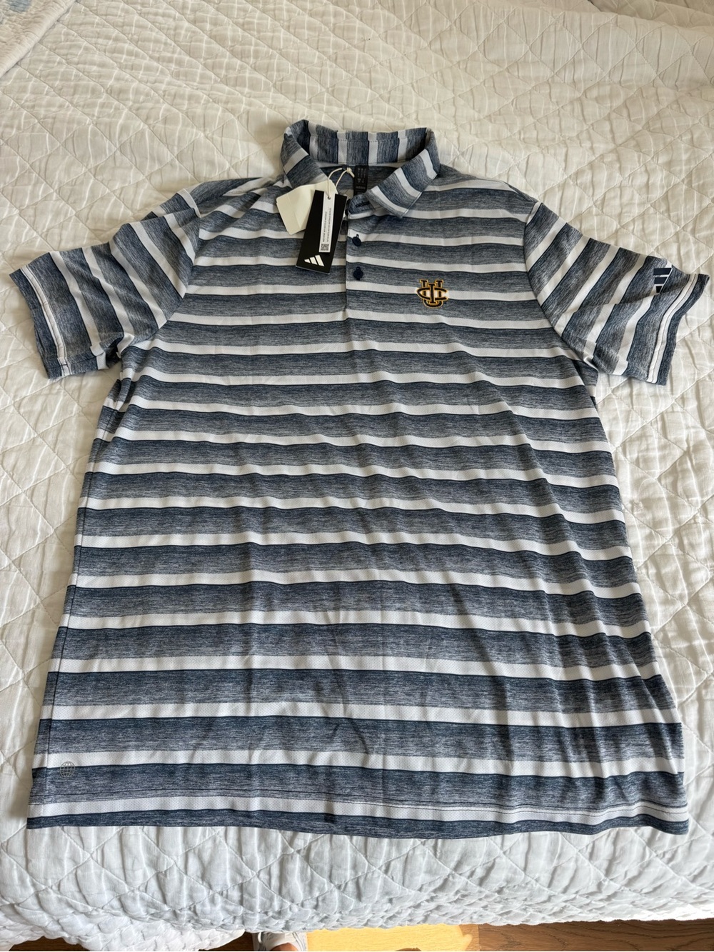 adidas UCI Scott Brooks Invitational Men's Navy and White Striped Polo